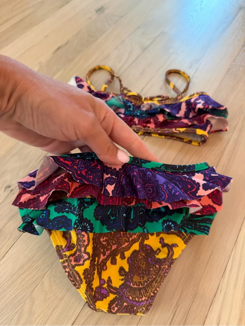 Zimmermann kids ruffle paisley bikini size 4